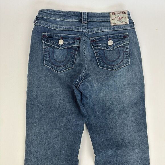 True Religion Billie Mid Rise Straight Denim Blue Jean Sz 29 Medium Wash Stretch - Picture 11 of 14